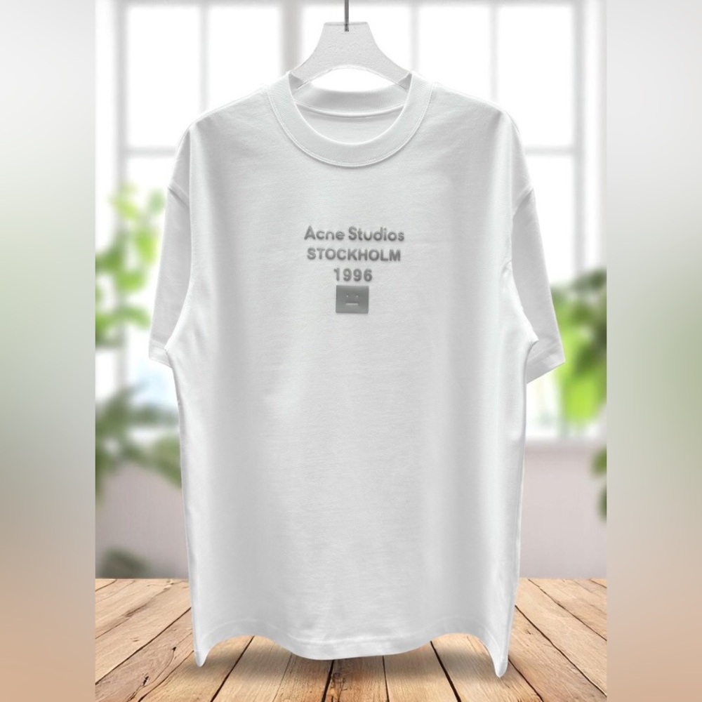 Acne White and Silver Short Sleeve Tee